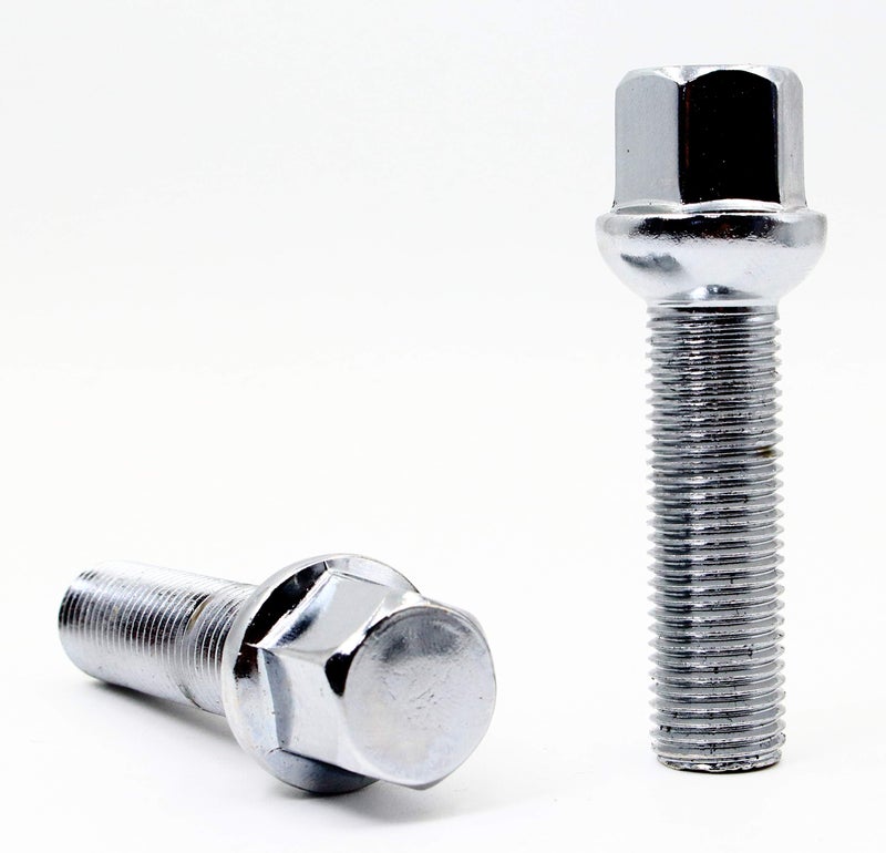 Veritek Performance Set of 20 Veritek 14x1.5mm 2.75 Inch 45mm Shank Length 17mm Hex Chrome R12 Ball Seat Wheel Lug Bolts for Mercedes Mercedes S CL Class Sedans & GL GLK ML SUV Factory Wheels - Image 3